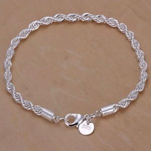 NEW 925 STERLING SILVER TWISTED ROPE CHAIN BRACELE